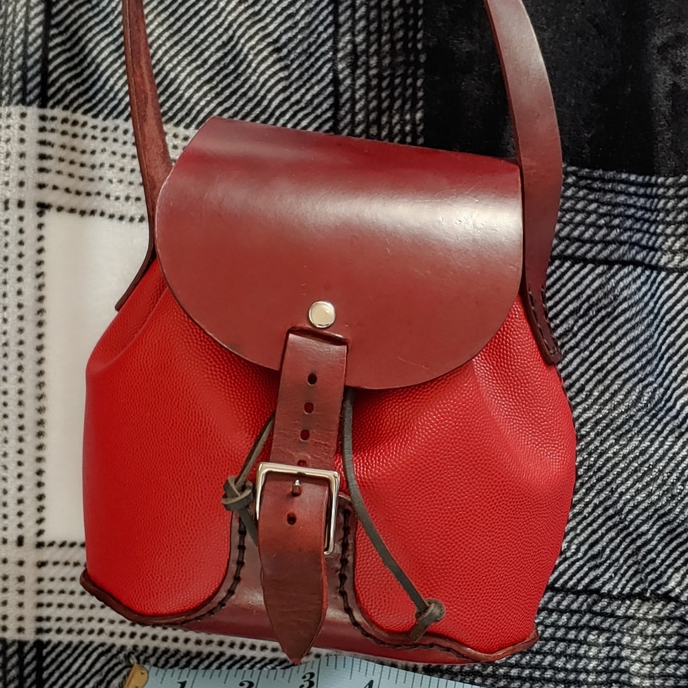 Hand made leather drawstring bag